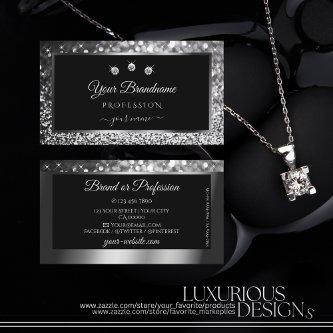 Luminous Silver Sparkle Glitter Diamonds Black