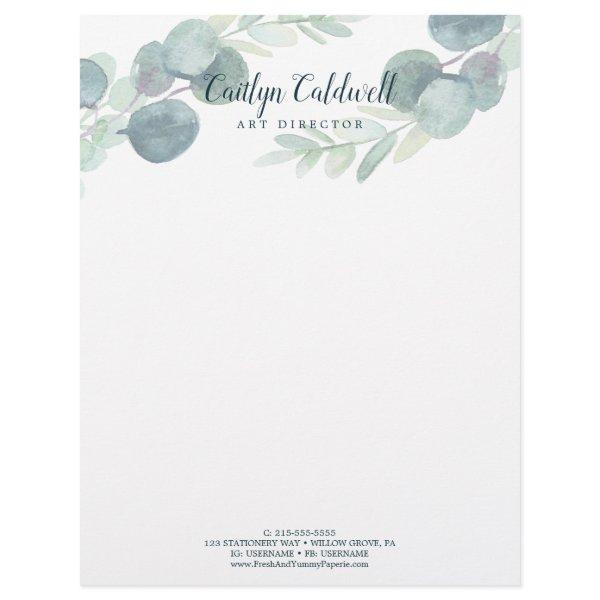 Lush Greenery and Eucalyptus Art Letterhead