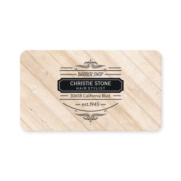 Lush White Leather Wood Trim Retro Label Barber