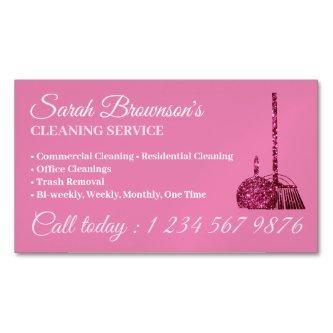 Lux Pink Glitz Glam Cleaning Service Janitorial  Magnet