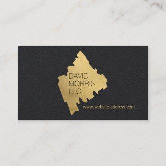 Luxe Abstract Gold Brushstroke Logo on Black Paper