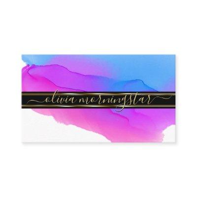 Luxe Abstract Watercolor Ink Blots Blue Violet 3