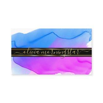Luxe Abstract Watercolor Ink Blots Blue Violet