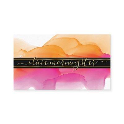 Luxe Abstract Watercolour Ink Blots Coral Fuchsia