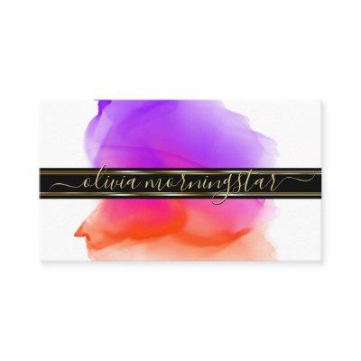 Luxe Abstract Watercolour Ink Blots Coral Violet