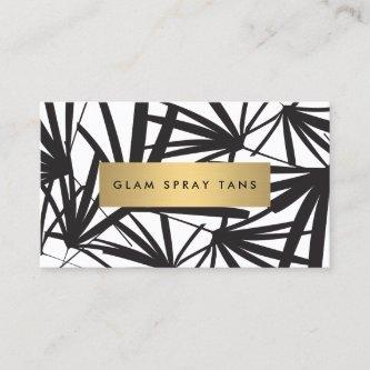 Luxe Bold Black and White Palm Leaves Spray Tan