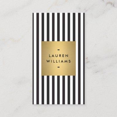 Luxe Bold Black and White Stripes with Gold Box