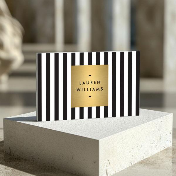 Luxe Bold Black and White Stripes with Gold Box II