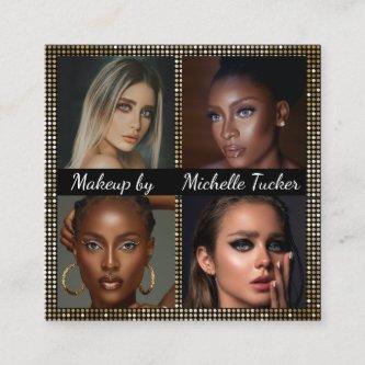 Luxe chic gold glitter frame 4 photo Makeup Artist Square