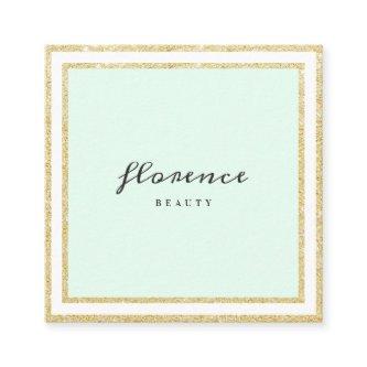 Luxe chic gold glitter frame mint green and white square