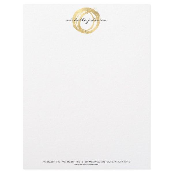 Luxe Faux Gold Painted Circle Designer Logo Letterhead