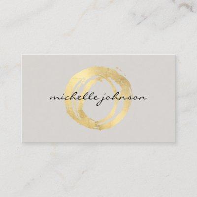 Luxe Faux Gold Painted Circle Designer Logo on Tan