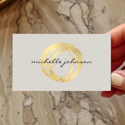 Luxe Faux Gold Painted Circle Designer Logo on Tan