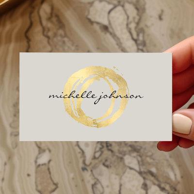 Luxe Faux Gold Painted Circle Designer Logo on Tan