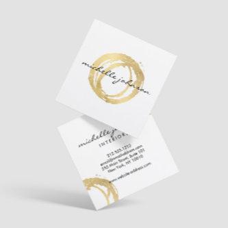 Luxe Faux Gold Painted Circle Designer Logo Square
