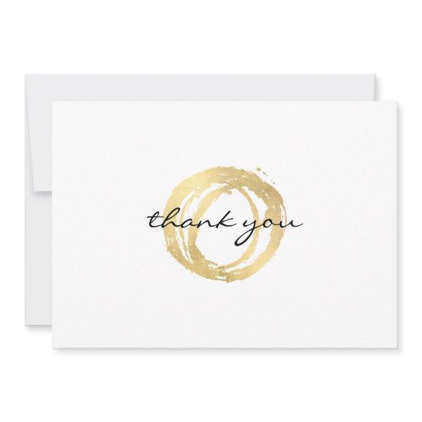 Luxe Faux Gold Painted Circle Thank You Note Card