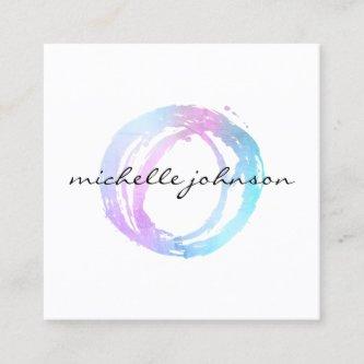 Luxe Faux Holographic Painted Circle Designer Logo Square