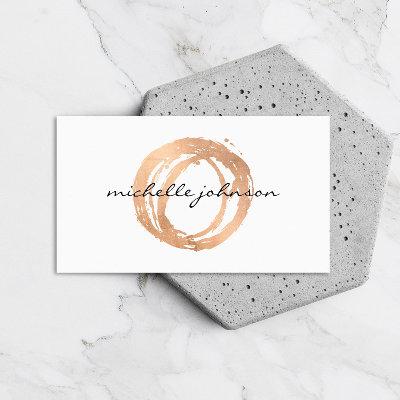 Luxe Faux Rose Gold Painted Circle Designer Logo