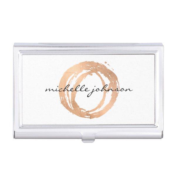 Luxe Faux Rose Gold Painted Circle Designer Logo  Case