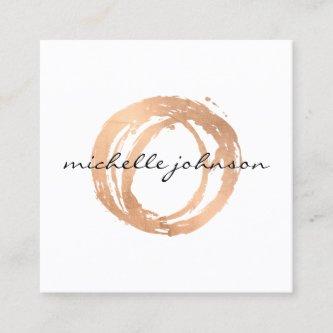 Luxe Faux Rose Gold Painted Circle Designer Logo Square