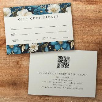 Luxe Floral QR Code Business Gift Certificate