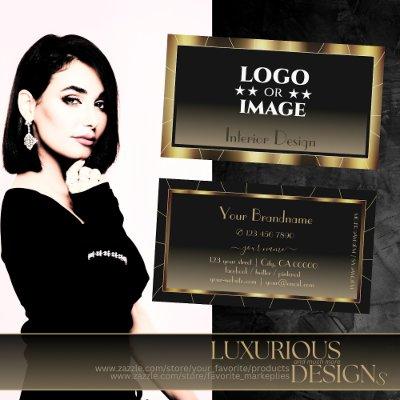 Luxe Glam Dark Gold Frame Brown Gradient with Logo