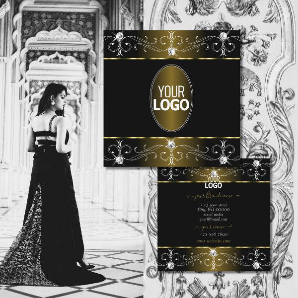 Luxe Glam Gold and Black Ornate Ornaments add Logo Square