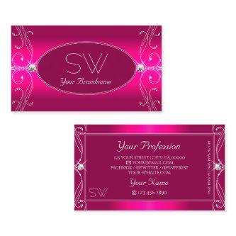 Luxe Glam Pink Ornate Sparkling Diamonds Monogram