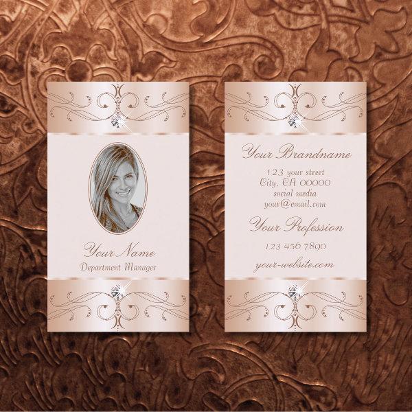 Luxe Glam Rose Gold Ornate Ornaments Add Foto Chic