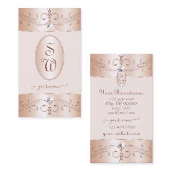 Luxe Glam Rose Gold Ornate Ornaments Initials Chic