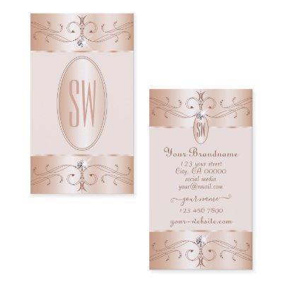 Luxe Glam Rose Gold Ornate Ornaments Monogram Chic