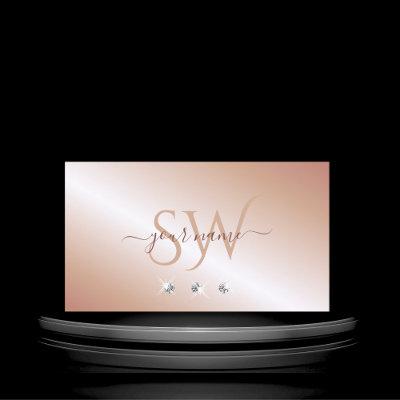 Luxe Glam Rose Gold Sparkling Diamonds Monogram
