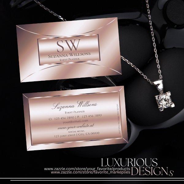 Luxe Glam Rose Golden Stylish with Monogram Modern