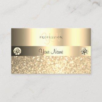 Luxe Glam Shimmery Glitter Monogram Luminous Gold