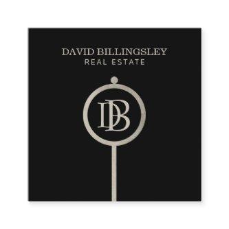 Luxe Gray Skeleton Key Monogram Realtor Square