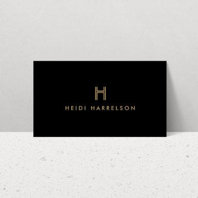 Luxe Modern Black and Gold Monogram