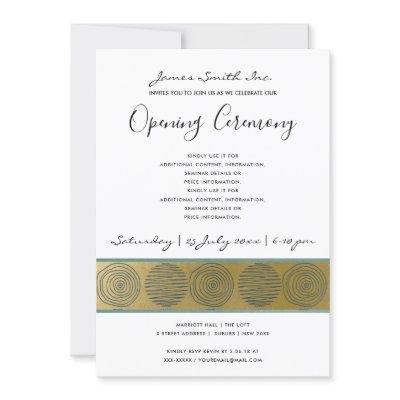 LUXE NAVY FAUX GOLD CIRCLE GRAND OPENING CEREMONY INVITATION