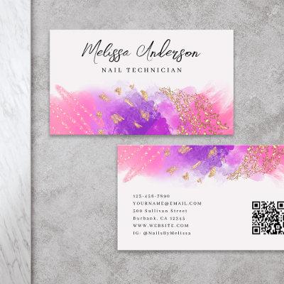 Luxe Pink Purple Gold Glitter QR Code