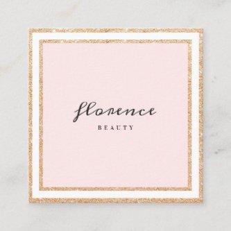 Luxe rose gold glitter frame blush pink and white square