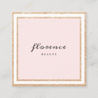 Luxe rose gold glitter frame blush pink and white square
