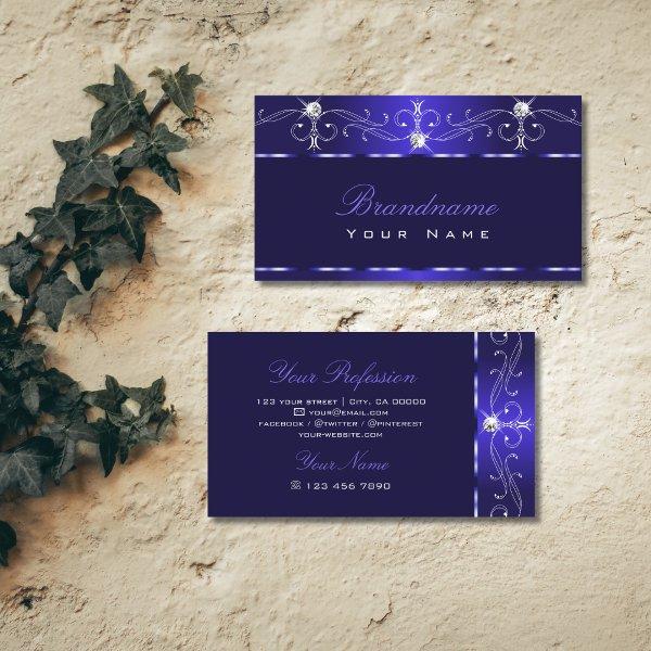 Luxe Royal Blue Squiggles Sparkle Jewels Ornaments