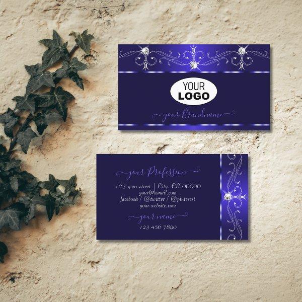 Luxe Royal Blue Squiggles Sparkle Jewels with Logo
