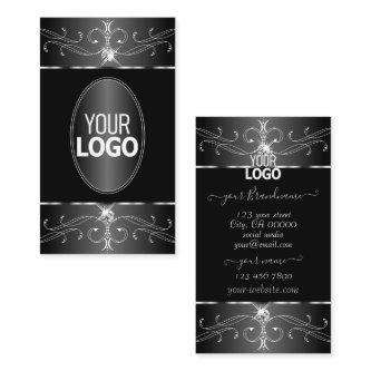 Luxe Silver Black White Ornate Ornaments with Logo