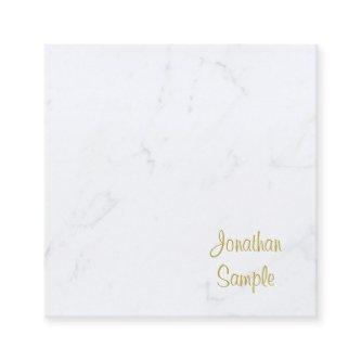 Luxe Template Modern White Marble Gold Text Square