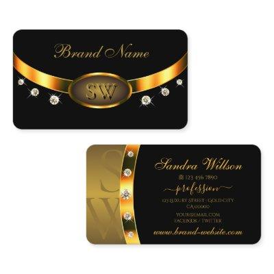 Luxurious Black and Gold with Monogram Diamonds