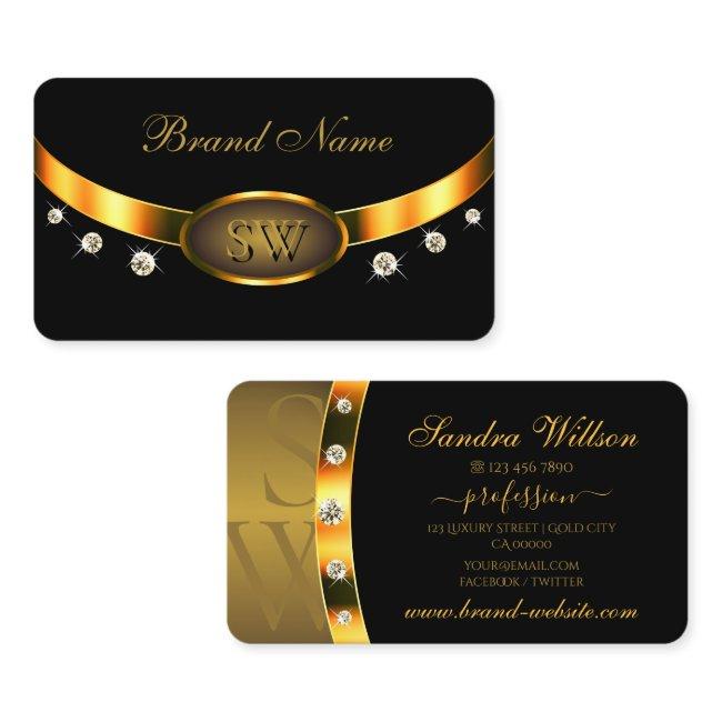 Luxurious Black and Gold with Monogram Diamonds