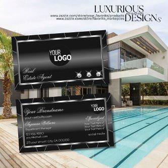 Luxurious Black and White with Diamonds & Logo