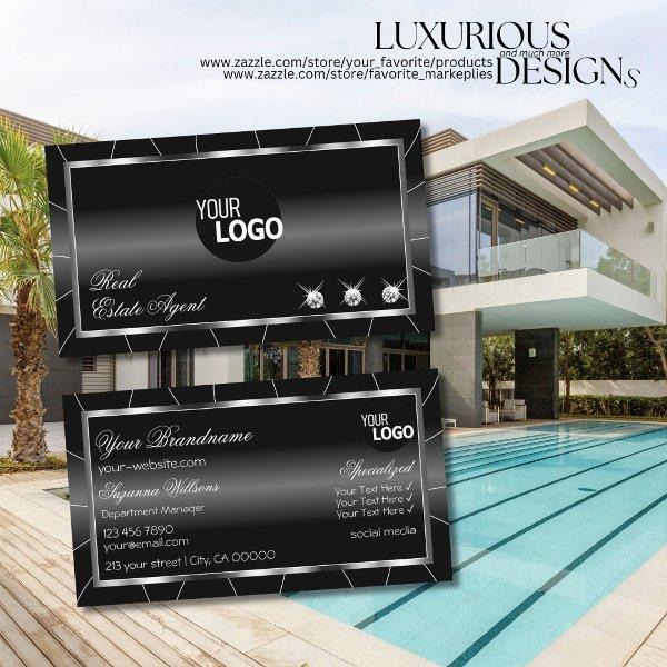 Luxurious Black and White with Diamonds & Logo