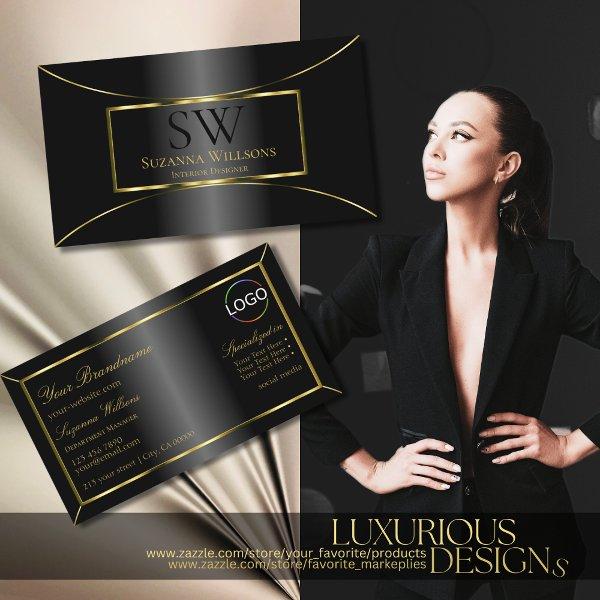 Luxurious Black Gold Decor with Monogram and Logo
