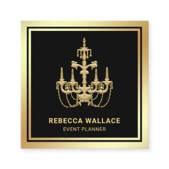 Luxurious Black Gold Foil Chandelier Event Planner Square